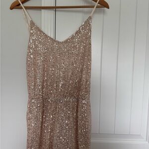 Beige Sequin Jumpsuit
